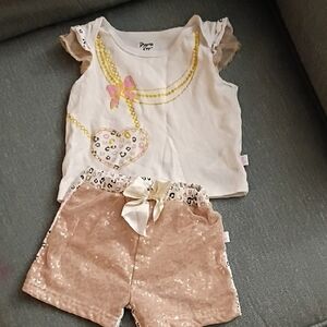 Girls' White and Pink Outfit with Heart Design